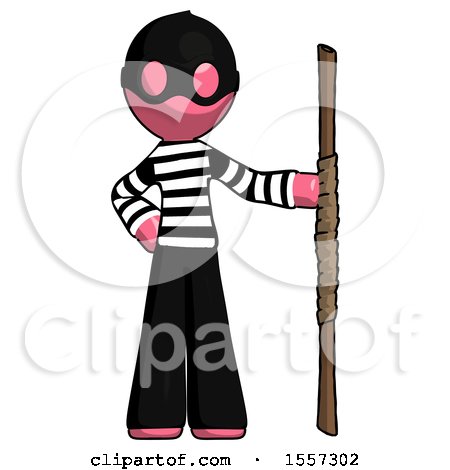 Pink Thief Man Holding Staff or Bo Staff by Leo Blanchette