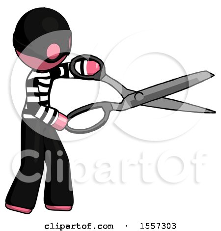 Pink Thief Man Holding Giant Scissors Cutting out Something by Leo Blanchette