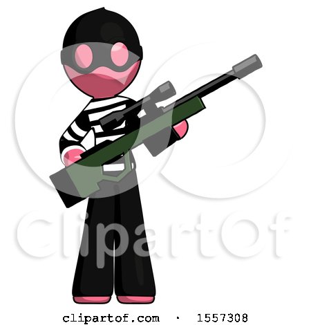 Pink Thief Man Holding Sniper Rifle Gun by Leo Blanchette