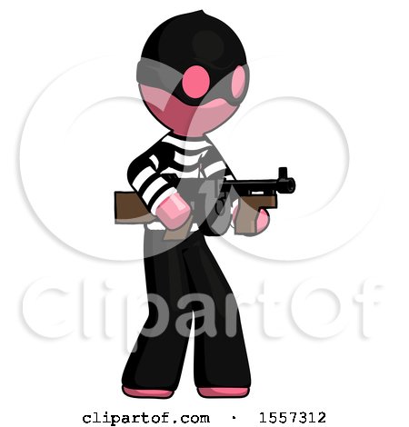Pink Thief Man Tommy Gun Gangster Shooting Pose by Leo Blanchette