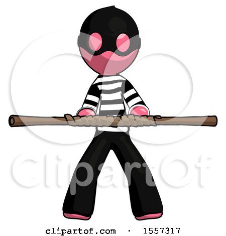 Pink Thief Man Bo Staff Kung Fu Defense Pose by Leo Blanchette