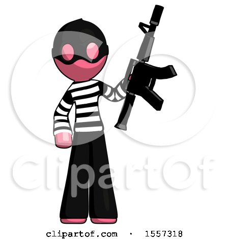 Pink Thief Man Holding Automatic Gun by Leo Blanchette