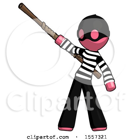 Pink Thief Man Bo Staff Pointing up Pose by Leo Blanchette