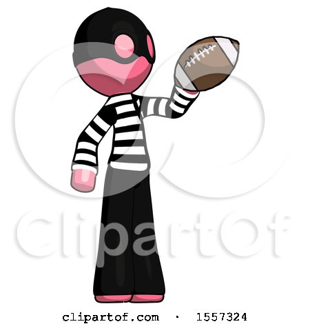 Pink Thief Man Holding Football up by Leo Blanchette