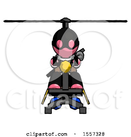 Pink Thief Man Flying in Gyrocopter Front View by Leo Blanchette