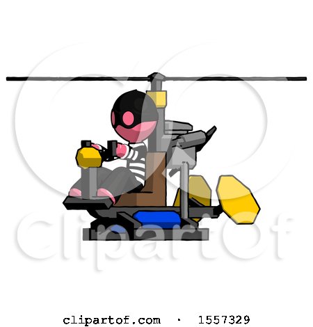 Pink Thief Man Flying in Gyrocopter Front Side Angle View by Leo Blanchette
