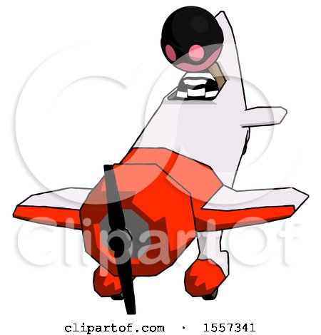 Pink Thief Man in Geebee Stunt Plane Descending Front Angle View by Leo Blanchette