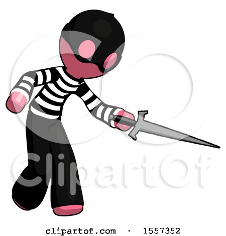Pink Thief Man Sword Pose Stabbing or Jabbing by Leo Blanchette