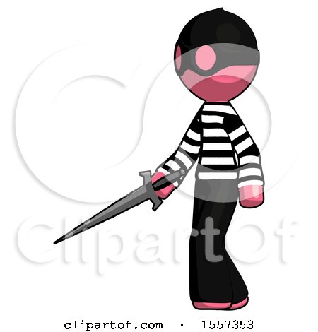 Pink Thief Man with Sword Walking Confidently by Leo Blanchette
