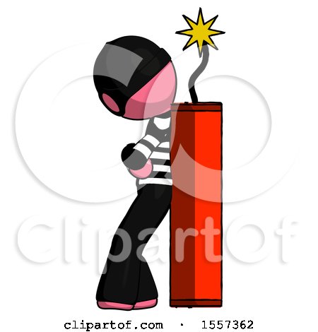 Pink Thief Man Leaning Against Dynimate, Large Stick Ready to Blow by Leo Blanchette