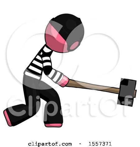 Pink Thief Man Hitting with Sledgehammer, or Smashing Something by Leo Blanchette