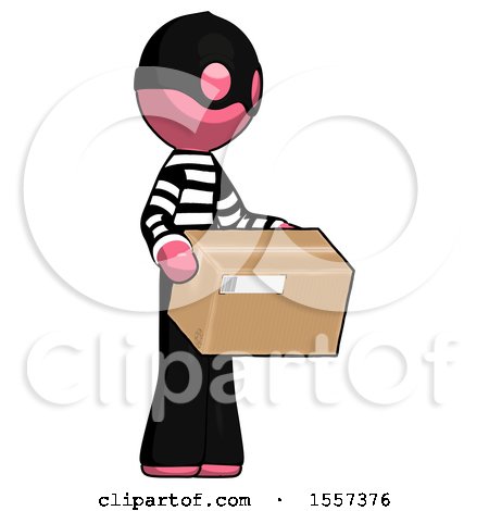 Pink Thief Man Holding Package to Send or Recieve in Mail by Leo Blanchette