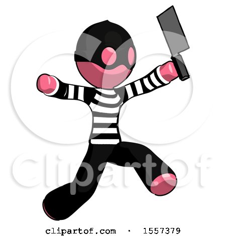 Pink Thief Man Psycho Running with Meat Cleaver by Leo Blanchette