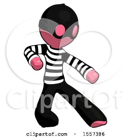Pink Thief Man Karate Defense Pose Right by Leo Blanchette