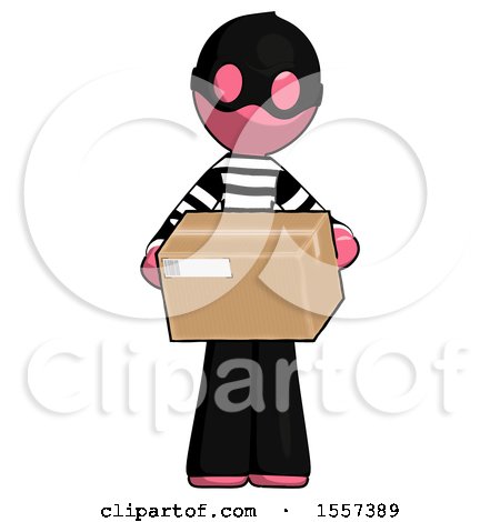 Pink Thief Man Holding Box Sent or Arriving in Mail by Leo Blanchette