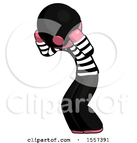 Pink Thief Man with Headache or Covering Ears Turned to His Left by Leo Blanchette