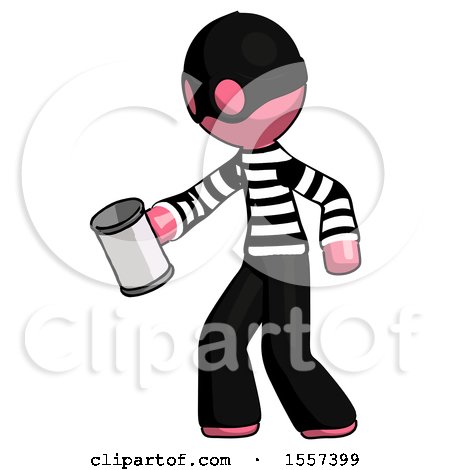 Pink Thief Man Begger Holding Can Begging or Asking for Charity Facing Left by Leo Blanchette
