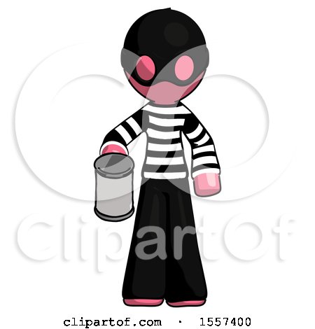 Pink Thief Man Begger Holding Can Begging or Asking for Charity by Leo Blanchette