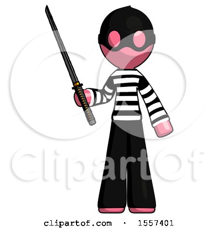 Pink Thief Man Standing up with Ninja Sword Katana by Leo Blanchette