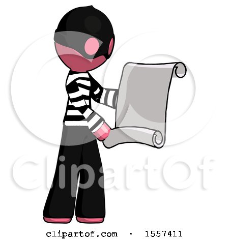 Pink Thief Man Holding Blueprints or Scroll by Leo Blanchette