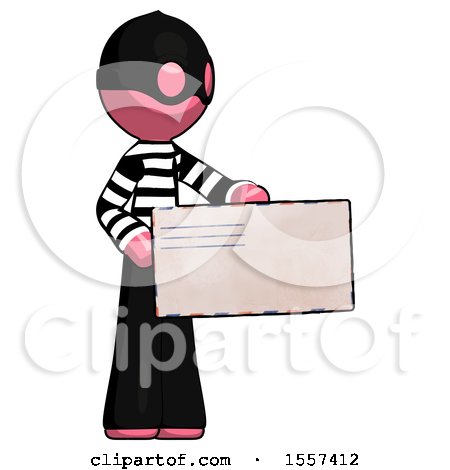 Pink Thief Man Presenting Large Envelope by Leo Blanchette