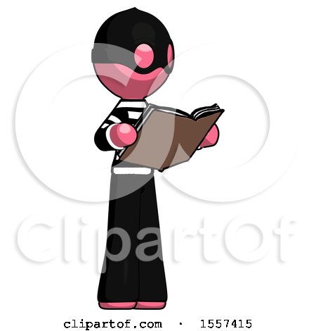 Pink Thief Man Reading Book While Standing up Facing Away by Leo Blanchette