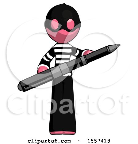 Pink Thief Man Posing Confidently with Giant Pen by Leo Blanchette