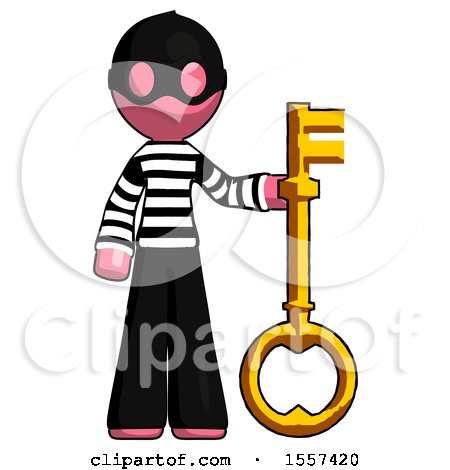 Pink Thief Man Holding Key Made of Gold by Leo Blanchette