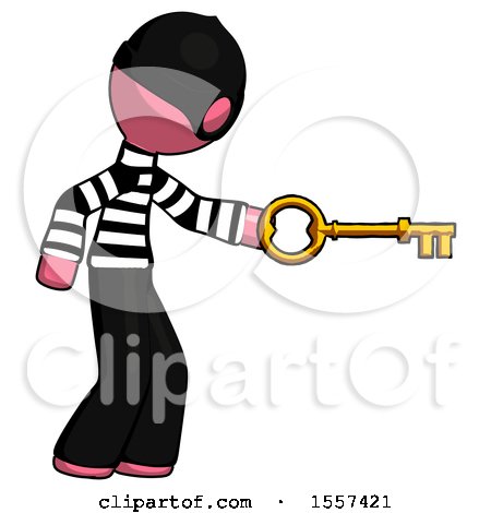 Pink Thief Man with Big Key of Gold Opening Something by Leo Blanchette