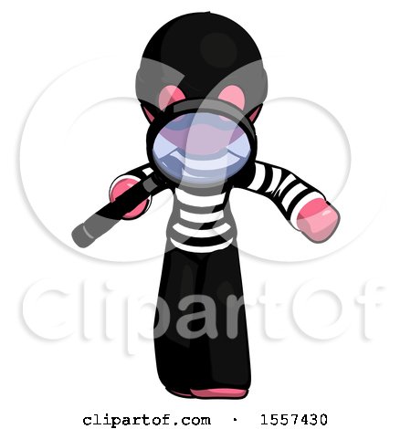 Pink Thief Man Looking down Through Magnifying Glass by Leo Blanchette