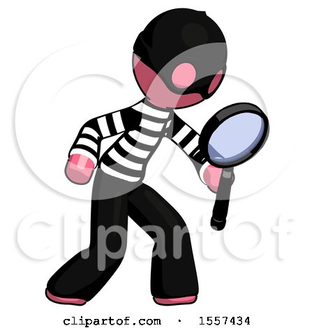 Pink Thief Man Inspecting with Large Magnifying Glass Right by Leo Blanchette