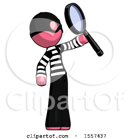 Pink Thief Man Inspecting with Large Magnifying Glass Facing up by Leo Blanchette