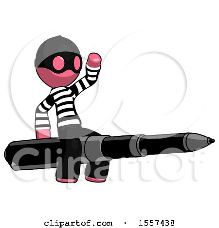Pink Thief Man Riding a Pen like a Giant Rocket by Leo Blanchette