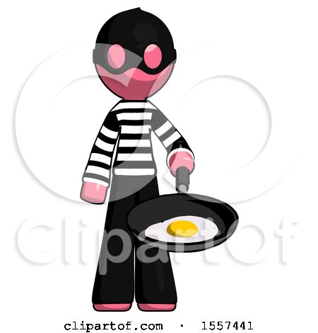 Pink Thief Man Frying Egg in Pan or Wok by Leo Blanchette