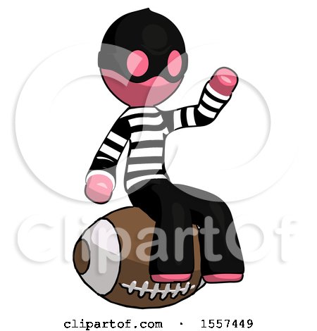 Pink Thief Man Sitting on Giant Football by Leo Blanchette