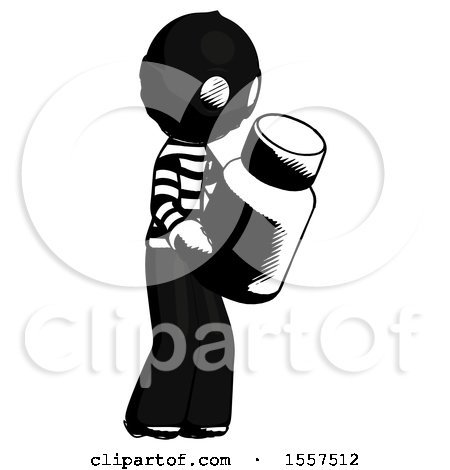 Ink Thief Man Holding Glass Medicine Bottle by Leo Blanchette