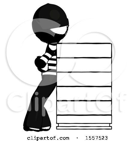 Ink Thief Man Resting Against Server Rack by Leo Blanchette