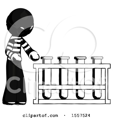 Ink Thief Man Using Test Tubes or Vials on Rack by Leo Blanchette