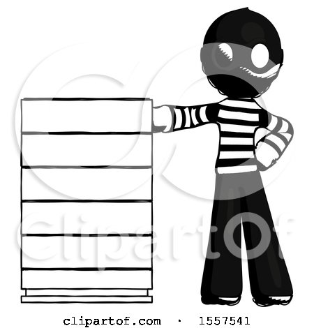 Ink Thief Man with Server Rack Leaning Confidently Against It by Leo Blanchette