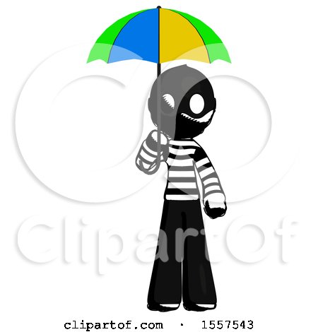 Ink Thief Man Holding Umbrella Rainbow Colored by Leo Blanchette