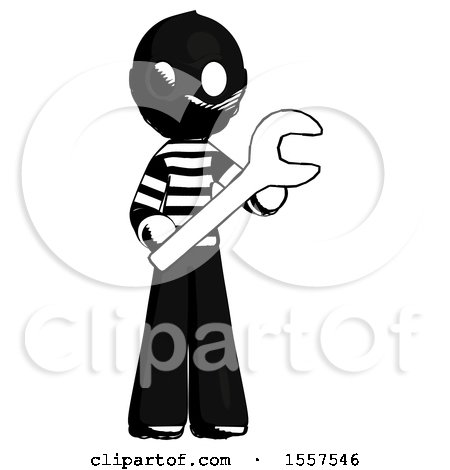 Ink Thief Man Holding Large Wrench with Both Hands by Leo Blanchette