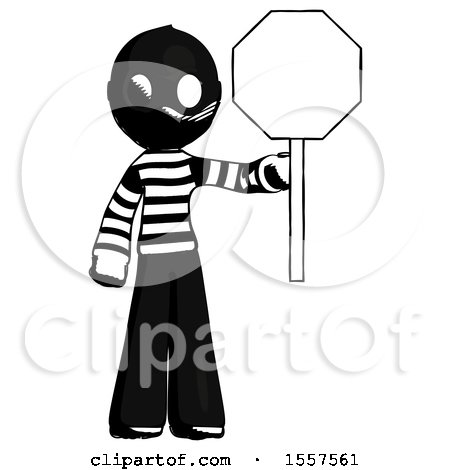 Ink Thief Man Holding Stop Sign by Leo Blanchette