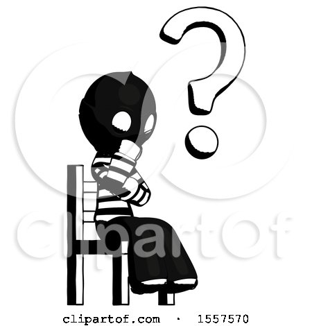 Ink Thief Man Question Mark Concept, Sitting on Chair Thinking by Leo Blanchette