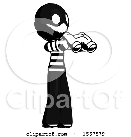 Ink Thief Man Holding Binoculars Ready to Look Right by Leo Blanchette