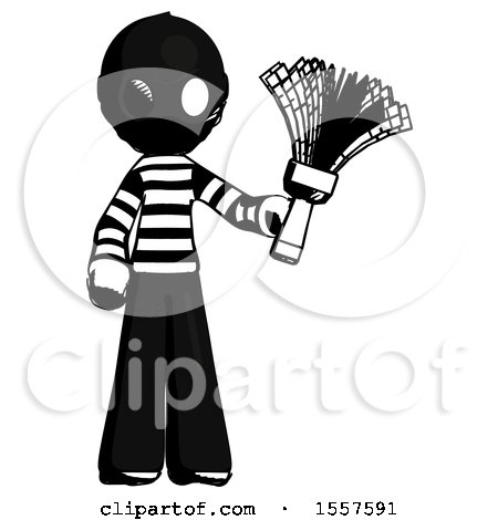 Ink Thief Man Holding Feather Duster Facing Forward by Leo Blanchette