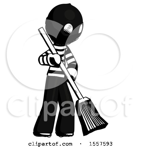 Ink Thief Man Sweeping Area with Broom by Leo Blanchette