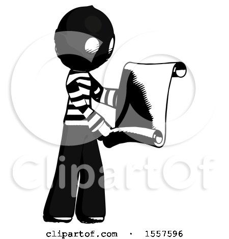 Ink Thief Man Holding Blueprints or Scroll by Leo Blanchette