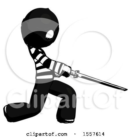 Ink Thief Man with Ninja Sword Katana Slicing or Striking Something by Leo Blanchette