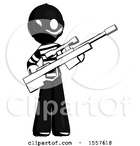 Ink Thief Man Holding Sniper Rifle Gun by Leo Blanchette