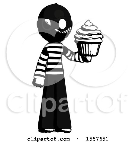 Ink Thief Man Presenting Pink Cupcake to Viewer by Leo Blanchette